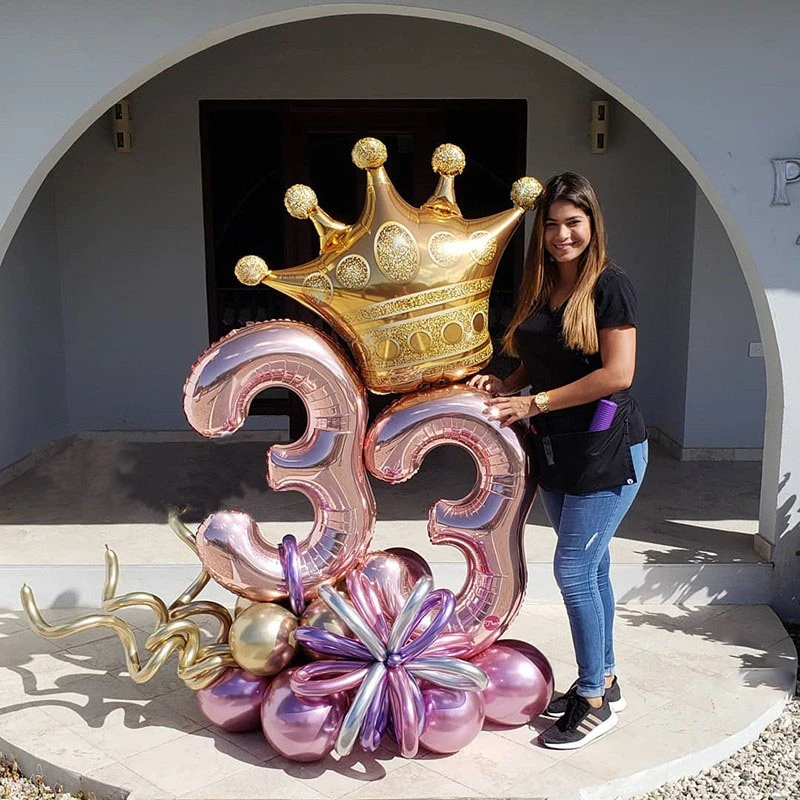 40 дюймов Большая Золотая Корона шар из алюминиевой фольги Принцесса Принц