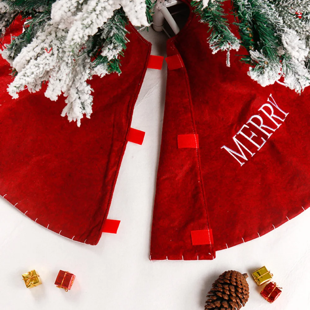 

1pc Christmas Tree Skirt Elk Pattern Christmas Tree Pad Xmas Party Supply (Red)