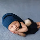 Новорожденный Подставки для фотографий аксессуары для детей, детское вязаное платье с длинными рукавами хвосты шляпа фотография Хэллоуин реквизит фотокабинки для фото