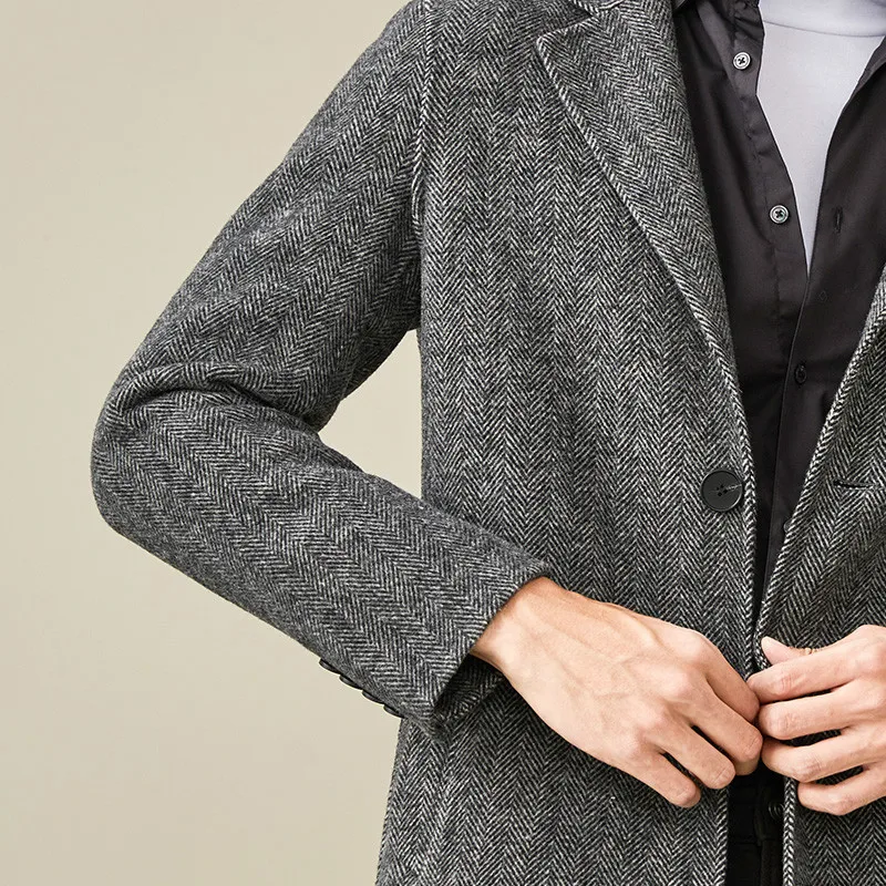 Длинное шерстяное пальто мужское на осень и зиму мужские куртки для мужчин 2020