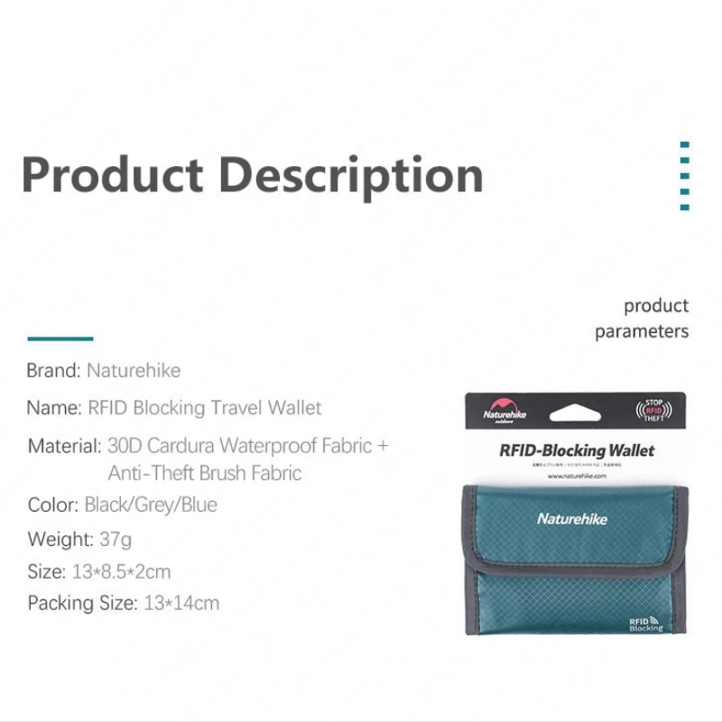 

Naturehike Anti-Theft Travel Wallet Multifunctional Travel Ticket Waterproof Document Bag Ultralight Fashion Simple Wallet
