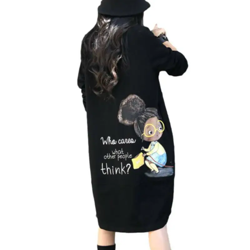 

Women Long Sleeve A Line Dress Ladies Casual Winter Warm Swing Dresses Plus Size