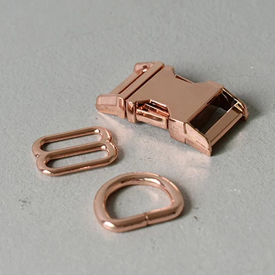 Rose Gold 1 комплект позолоченная металлическая пряжка 3/"(20 мм) d-образное кольцо полукольцевая застежка для ленты ранец пряжка ремня tri-glides ползунки хорошее качество - Цвет: Rose Gold