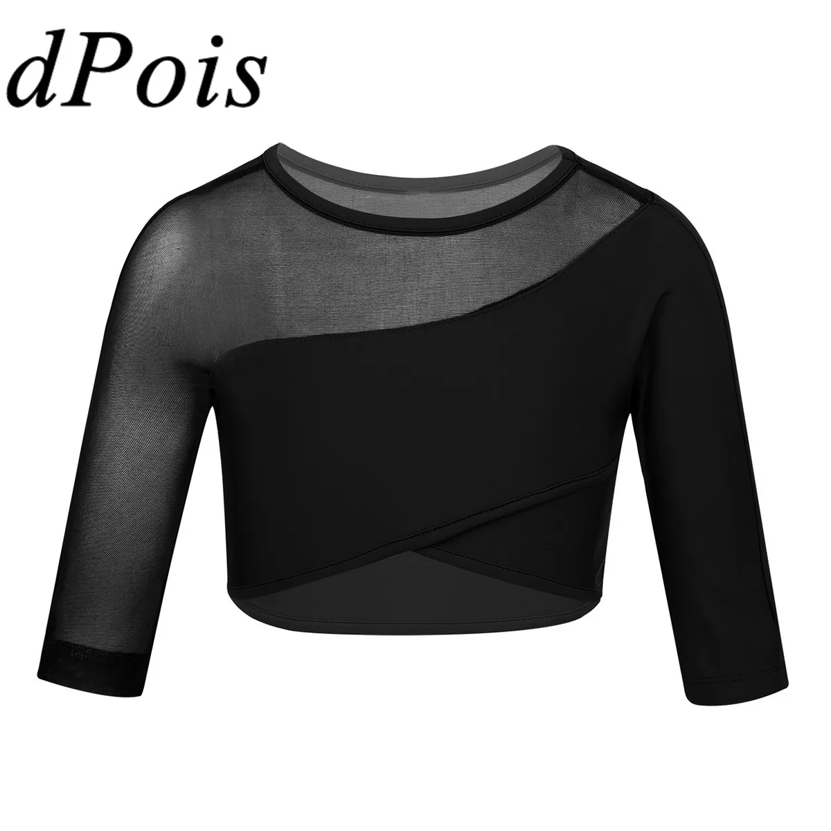 Детские танцевальные топы для девочек эластичные балерины асимметричный кроп