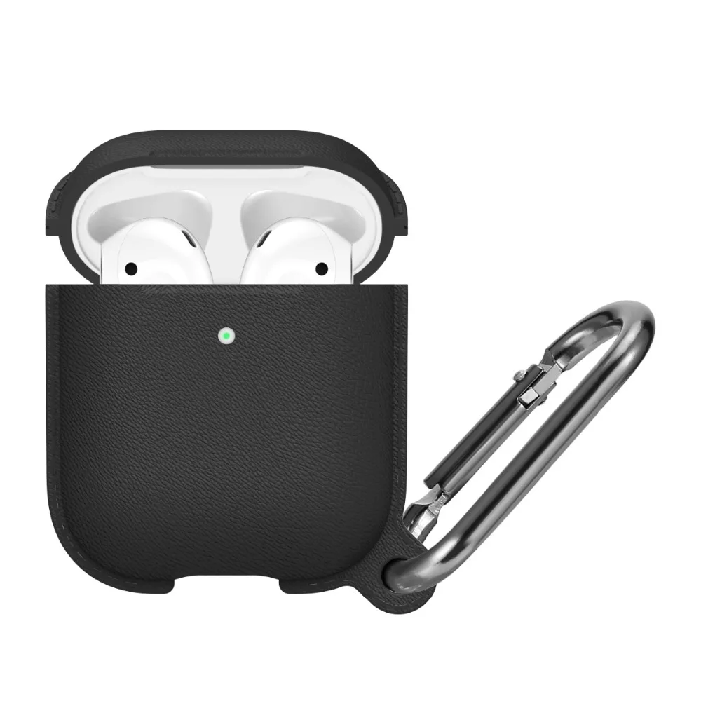 Стиль Litchi Мягкий силиконовый чехол для Airpods 1 2 чехол противоударный полный защитный чехол для Airpods чехол с крючком