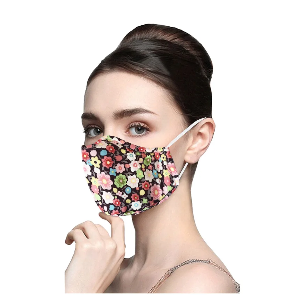

Floral Print Washable Mask Outdoor Anti PM2.5 Pollution Mouth Cover Face Mask For Adult Cycling Protective Mascarillas Reusable