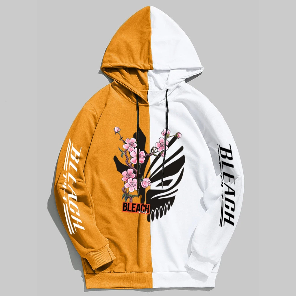 Отбеливающее Аниме Толстовка Kurosaki Ichigo с принтом Лоскутные свитшоты Мужские