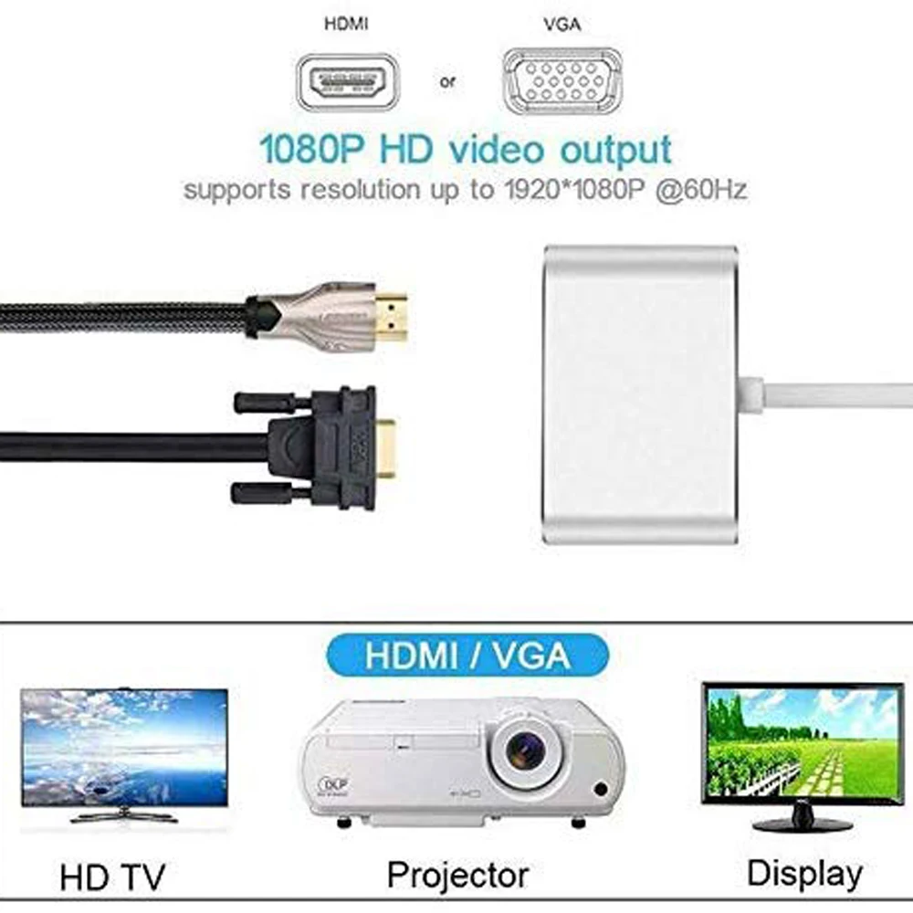 Фото USB 3 1 типа C на HDMI VGA адаптер кабель-Переходник 4K 2 в Мини-преобразователь для 2018 iPad USB 3 1 типа C на HDMI VGA адаптер кабель-Переходник 4K 2 в Мини-преобразователь для 2018 iPad
