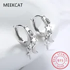 Милые серьги-кольца Huggie из стерлингового серебра 925 пробы для женщин, серьги-кольца со звездой, луной, ушками, ювелирные изделия для свадебной вечеринки, для детей, девочек, Aros Aretes