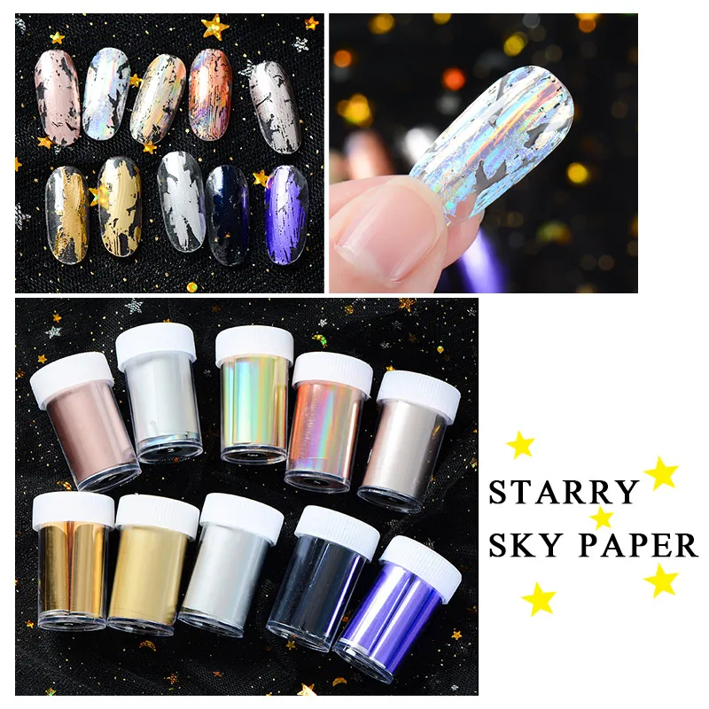 Четыре лилии Голографическая фольга для ногтей разноцветный набор переводная