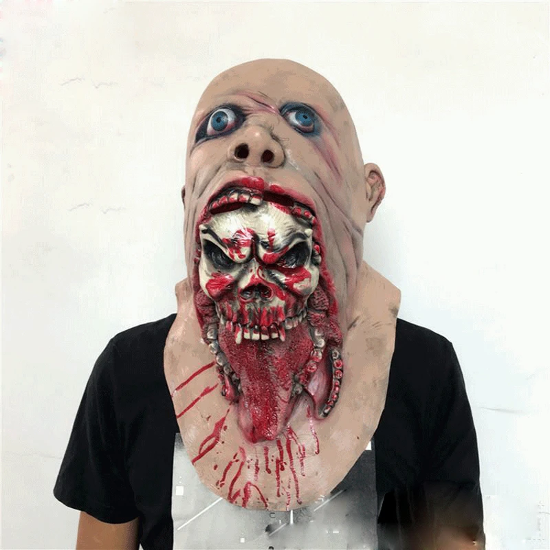 

Scary Face Latex Head Coverings Adult Horror Bloody Zombie Masks Halloween Carnival Party Horror Role-Playing Props Costumes