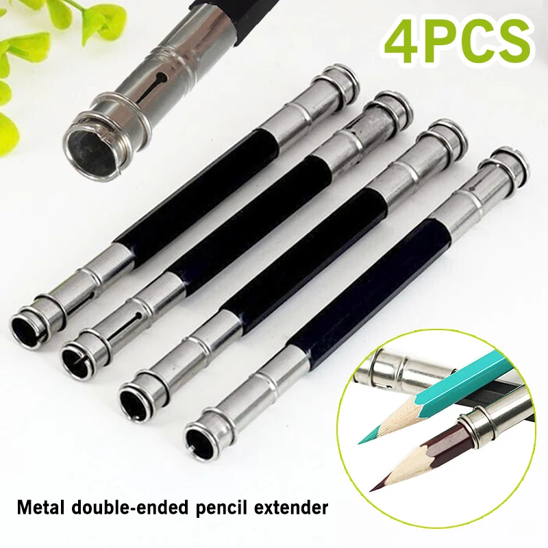 

4Pcs/Set 13.4CM Adjustable Pencil Extender Lengthener Holder Sketch Art Dual Head Tool School Office Art Standard Pencils