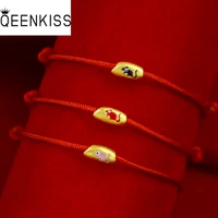 qeenkiss bt5141 fine jewelry wholesale fashion man woman birthday wedding gift vintage mouse rice 24kt gold red rope bracelet