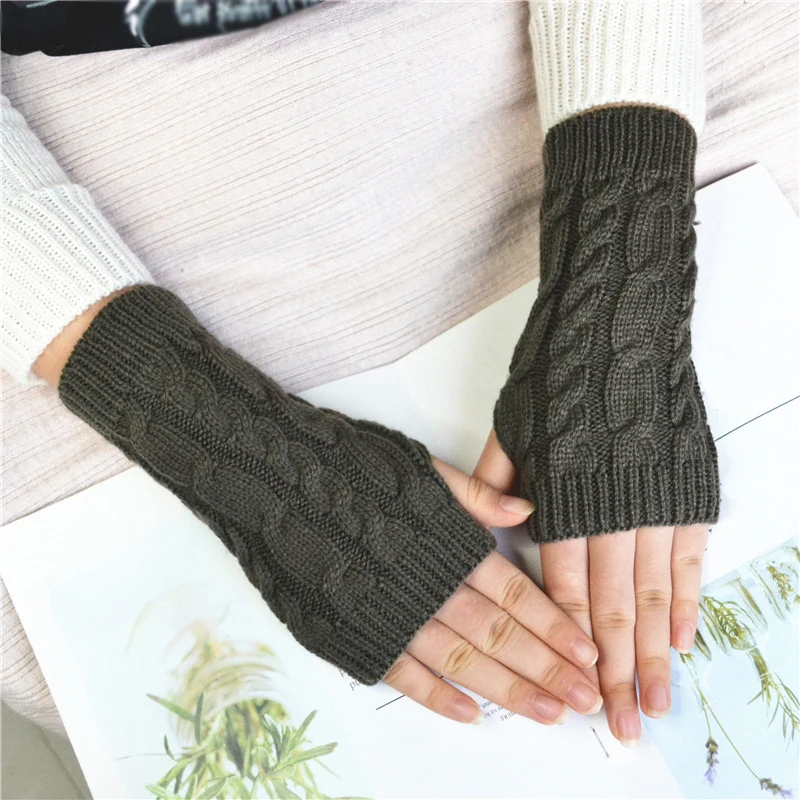 

Women Stylish Hand Warmer Winter Gloves Arm Crochet Knitting Faux Wool Mitten Warm Fingerless Glove Women's Gloves Gants Femme