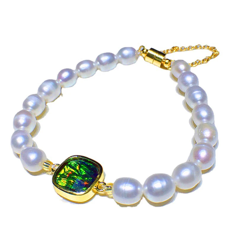 

Natural Freshwater Pearl Bracelet 7mm Niche Design Light Luxury Hong Kong Style Fashionable Simple Elegant