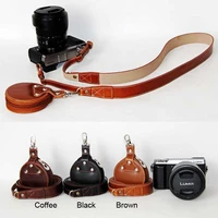 leather neck shoulder strap lens cap case m for digital mirrorless camera dslr
