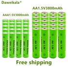 AA + AAA перезаряжаемая щелочная батарея AA 1,5 в 3800 мАч1,5 в AAA 3000 мАч, фонарик, игрушки, часы, mp3-плеер, замена никель-металлогидридной батареи