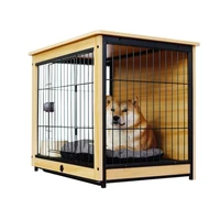 large medium dog training crate kennel cage with double lockable doors pet crate end table wood furniture cave house chew pro