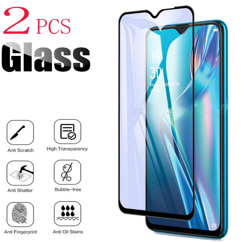 2PCS For OPPO A12 A12s A5s AX7 A7 Screen Protector Case Full Glue Tempered Glass Protective Cover On CPH2083, CPH2077 CPH1909