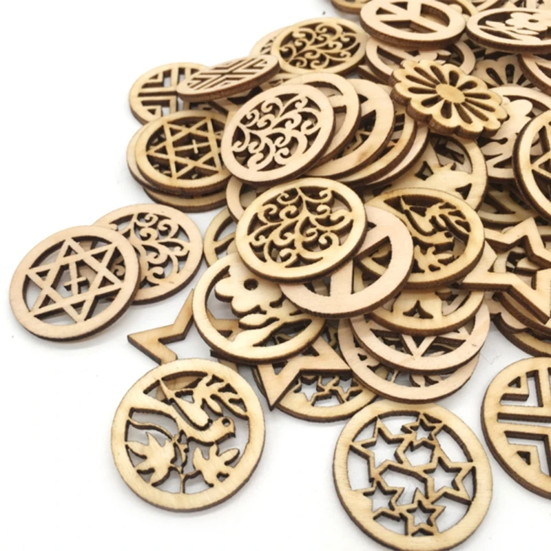

100 Pcs/Set Natural Wood Slices with Hole Christmas Tree Hangings Party Supplies G2AB