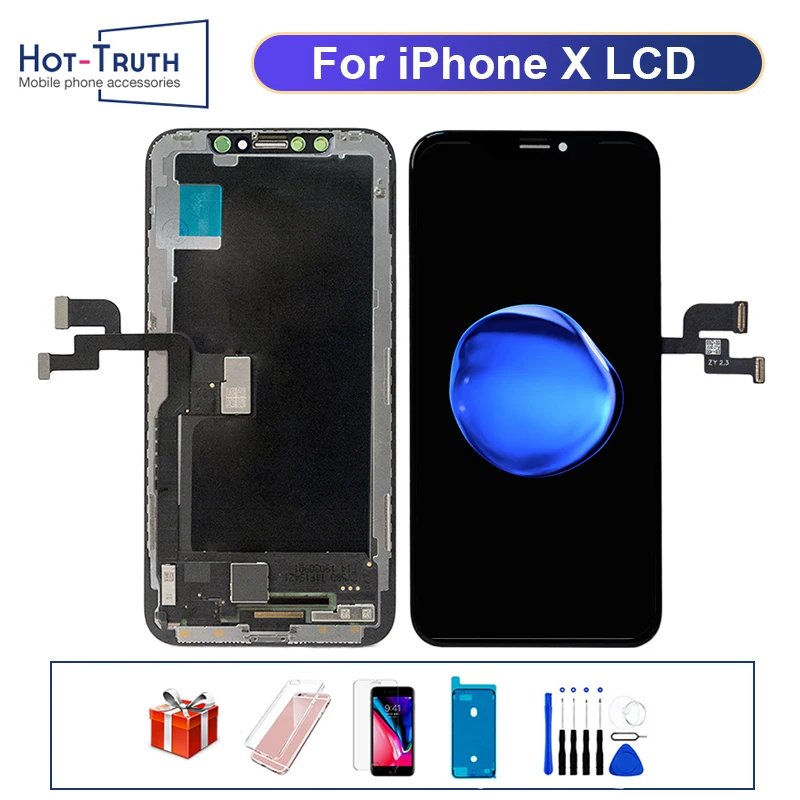 

AAA+++ OLED Display For iPhone X LCD TFT With 3D Touch Screen Digitizer Assembly True Tone No Dead Pixel Screens Replacement