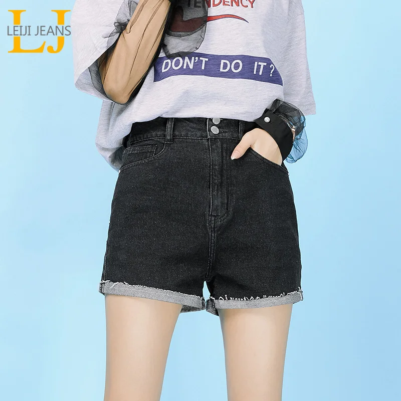LEIJIJEANS новинка большие размеры женские летние джинсовые шорты двубортные с