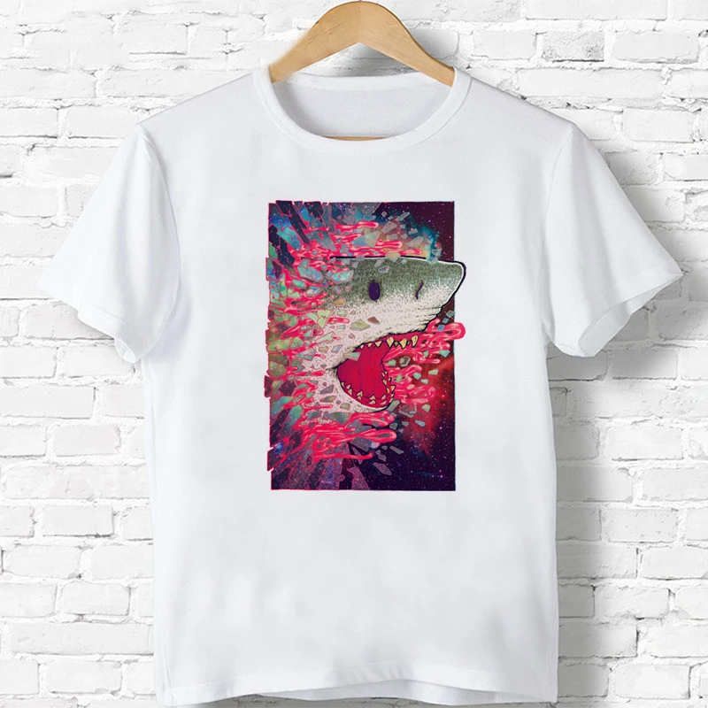 Акула пространство дети животных Футболки топы безрукавки для девочек и