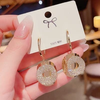 2021 new fashion luxury rhinestone drop earrings for womens crystal gold color silver color bridal earrings jewelry gift