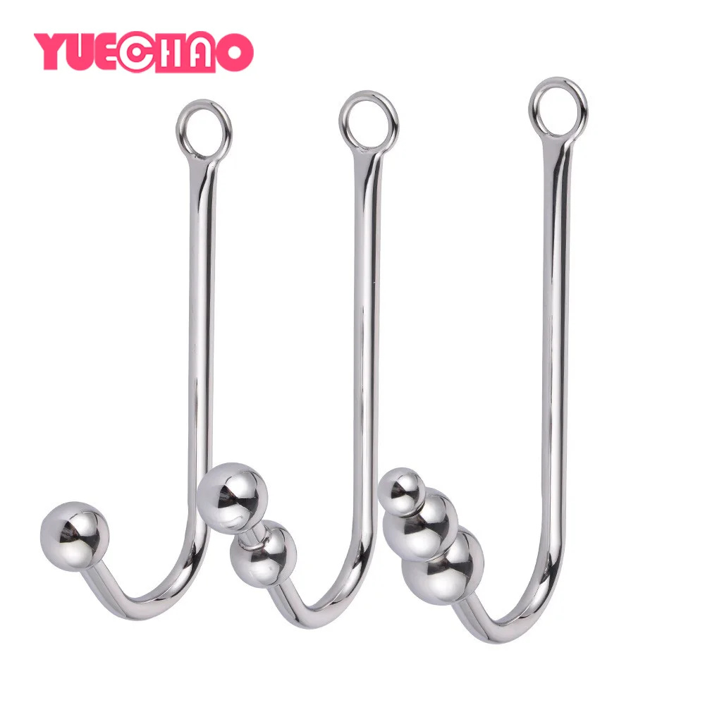 YUECHAO Анальный крючок из нержавеющей стали с анальными бусинами металлическая