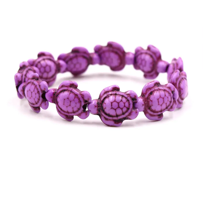 

Ручной работы Плетение много цветов бирюзовый камень штабелируемые Черепаха Форма Эластичный браслет ювелирные изделия животных