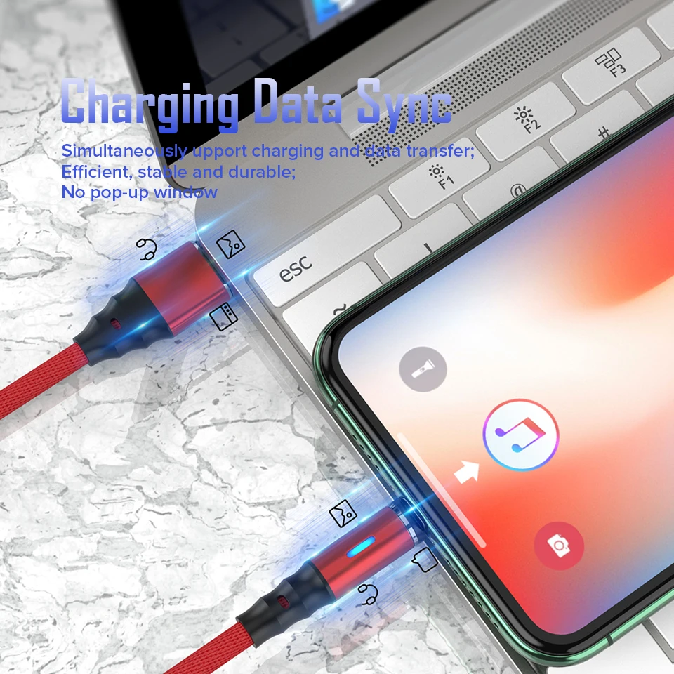 Магнитный кабель Venroii 3A Micro USB для быстрой зарядки Type-C магнитное зарядное