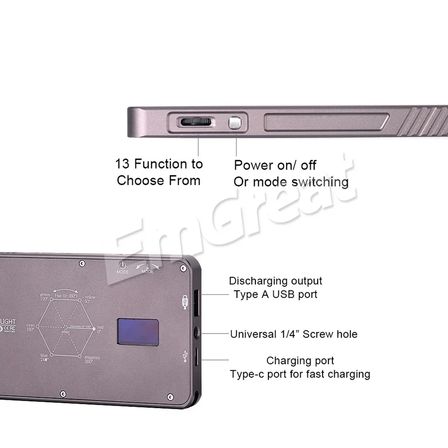 SUNWAYFOTO FL-70 Светодиодная панель видео свет 2600 K-6000 K полноцветный 9 сцена эффекты с 4000mAh батареей для студийной наружной фотографии