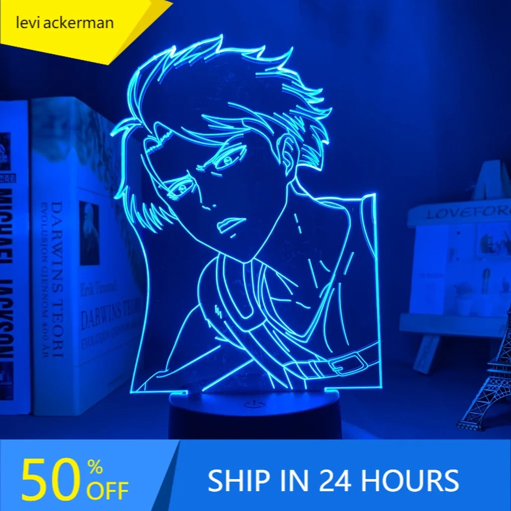 

Attack on Titan Levi Ackerman Acrylic 3d Lamp for Home Room Decor Light Child Gift Levi Ackerman LED Night Light Anime