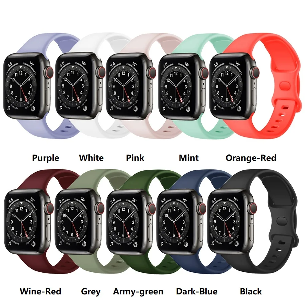 

Strap For Apple Watch 7 band 45mm 41mm 44mm 40mm 38mm 42mm Smart Watch Rubber Wristband Bracelet iWatch Series 3 4 5 se 6 7 band