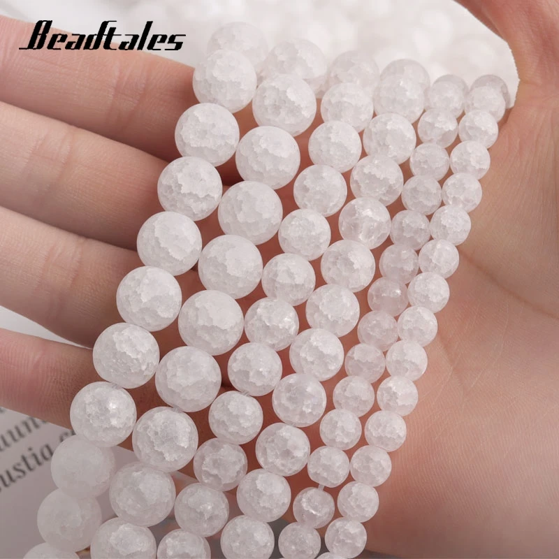 

6/8/10mm Cream Crack Crystal Beads Natural Stone Round Cream Loose Stone Beads Natural Stone For Jewelry DIY Bracelets Beadtales
