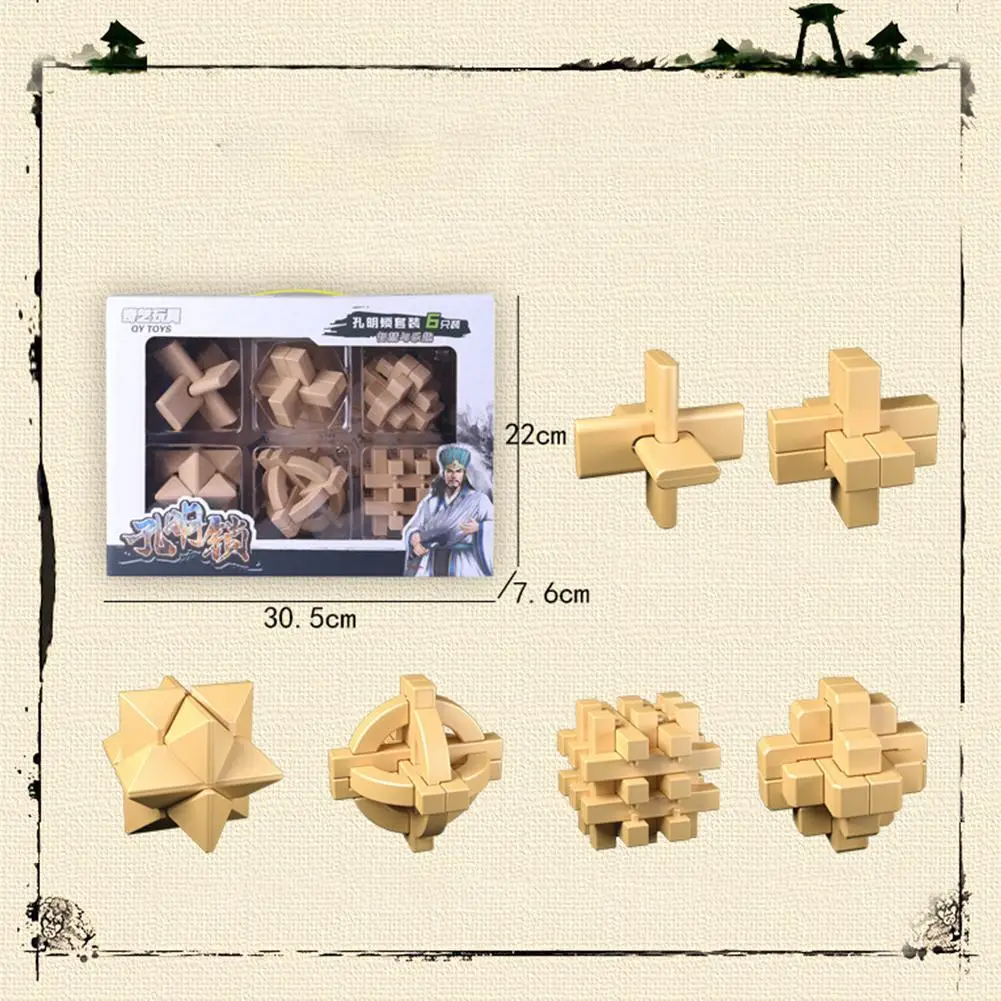 

15Pcs/set Qiyi Wooden Puzzles Lock 3D Handmade Brain Teaser Intellectual Educational Toys for Kids children Adults 1-10 year