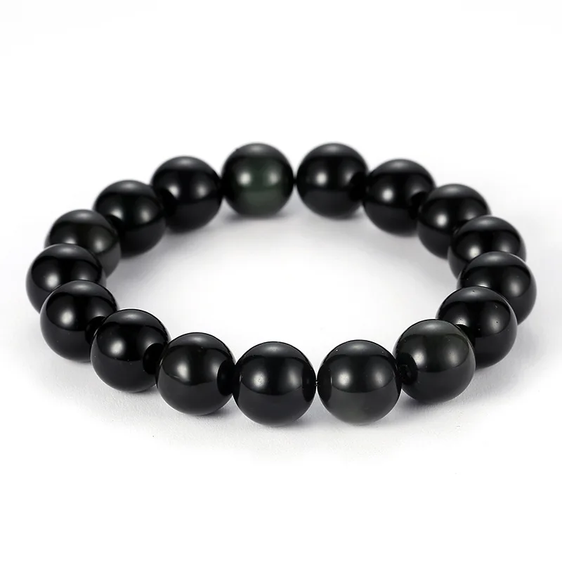 6mm 8mm 10mm 12mm Classic Black Obsidian Bead Bracelet Bangle Men Simple Elastic String Buddha beads Jewelry 2019 Fashion | Украшения и