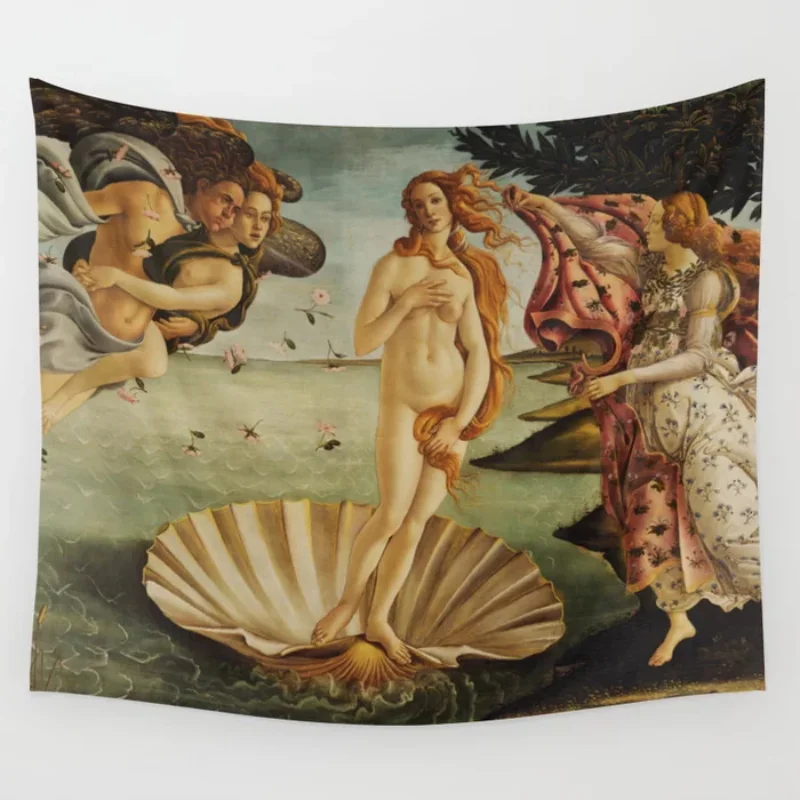 

The Birth Of Venus By Sandro Botticelli Tapestry Coverlet Curtain Blanket Bedding Sheet Towel Throw Window Curtain Tapestries