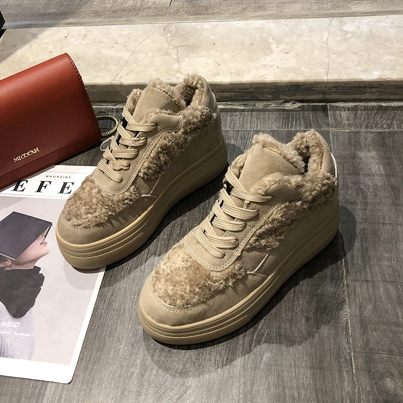 2019 г. обувь зимние теплые женские ботинки на платформе плюшевые повседневные