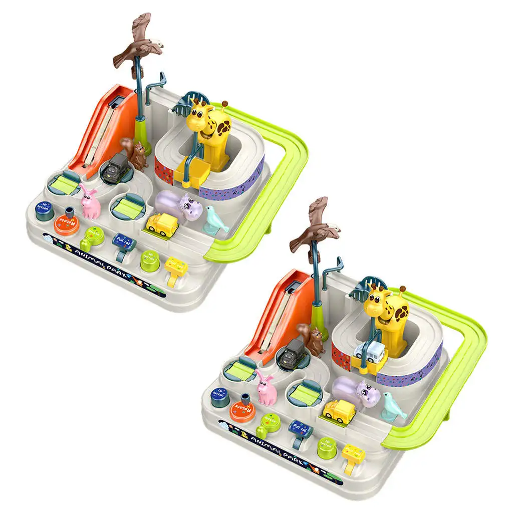 

Kids Puzzle Race Tracks Car Adventure Toy Car Sliding Track Toy Playset Animal Park Adventure Track for Kids Boys Girls Toddlers