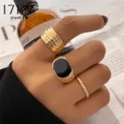 17KM модные черные глазурованные овальные кольца в форме капли для женщин и мужчин модные золотистые широкие кольца 2021 новые ювелирные изделия подарки