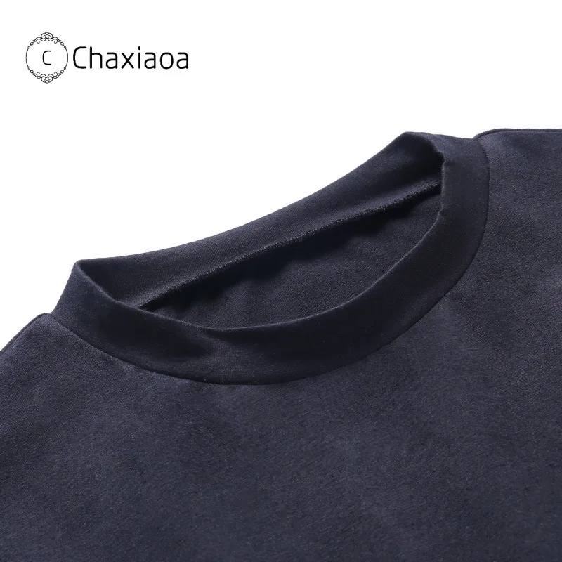 Женский комплект из двух предметов CHAXIAO короткий топ с длинным рукавом однотонная черная мини юбка оборками