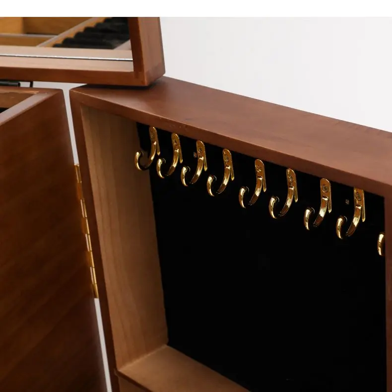 Шкатулка для ювелирных изделий коробка из массива дерева с замком подвешивания