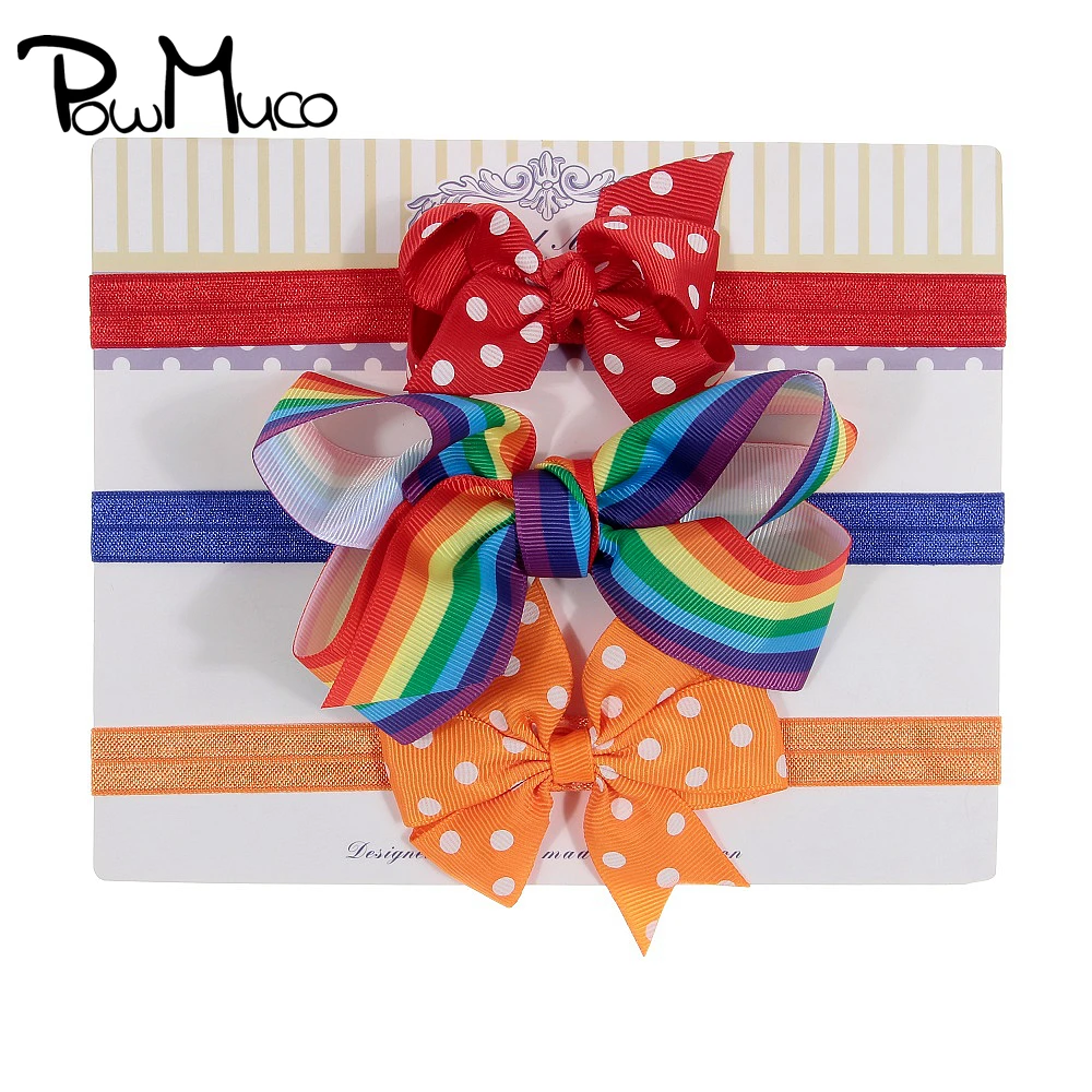 

Powmuco 3pcs/lot 8.5 CM Fashion Dots Dovetail Bows Elastic Hairband Cute Gradient Bowknot Infant Headband Kids Hair Accessories