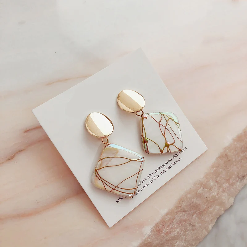 Серьги YAMEGA из натуральной ракушки уникальные корейские богемные геометрические