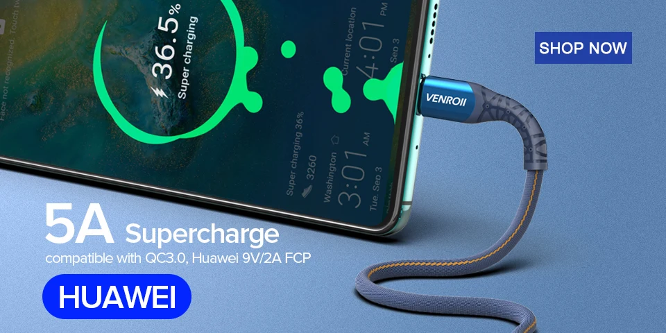 USB C 3.1 5A Type C Data Cable for Huawei Mate 9 10 P10 P20 P30 Pro Type-C 1m Fast Charging Charger for Nova 5 USB-C Supercharge