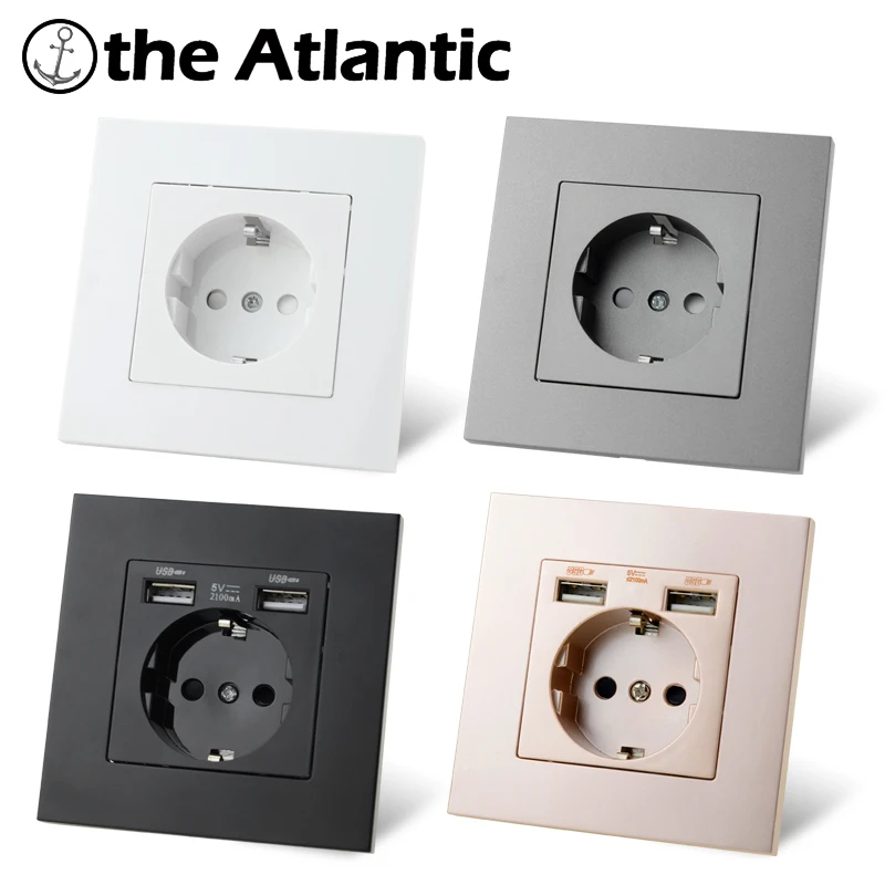 

16A Power Socket DE EU Socket With USB For Home Electrical Outlet Black White Gold Gray Grey Silver Plastic Spain Russia Ukraine