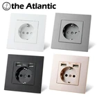 Электрическая розетка для дома, 16 А, USB, черный, белый, золотой, серый, серый, серебристый пластик
