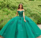 Зеленое бальное платье для девушек, кружевное платье с открытыми плечами, Тюлевое милое платье 16, платья 15 лет, платья для выпускного вечера, 2021