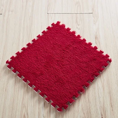 dark red 10 шт./1 Набор 30*30*1 см EVA плюшевые игровые коврики-пазлы пена мохнатый бархатный ковер декоративная детская комната для ползания игрушки 9 цветов - Цвет: dark red